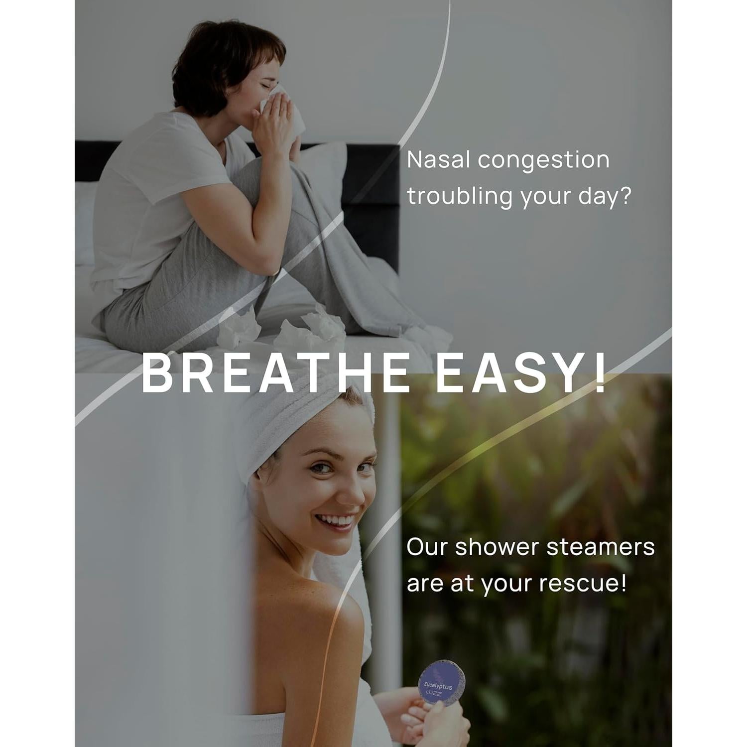 Paquete de 18 Tabletas de Vapor para Ducha LUZZ - Eucalipto, Lavanda y Naranja & Vainilla