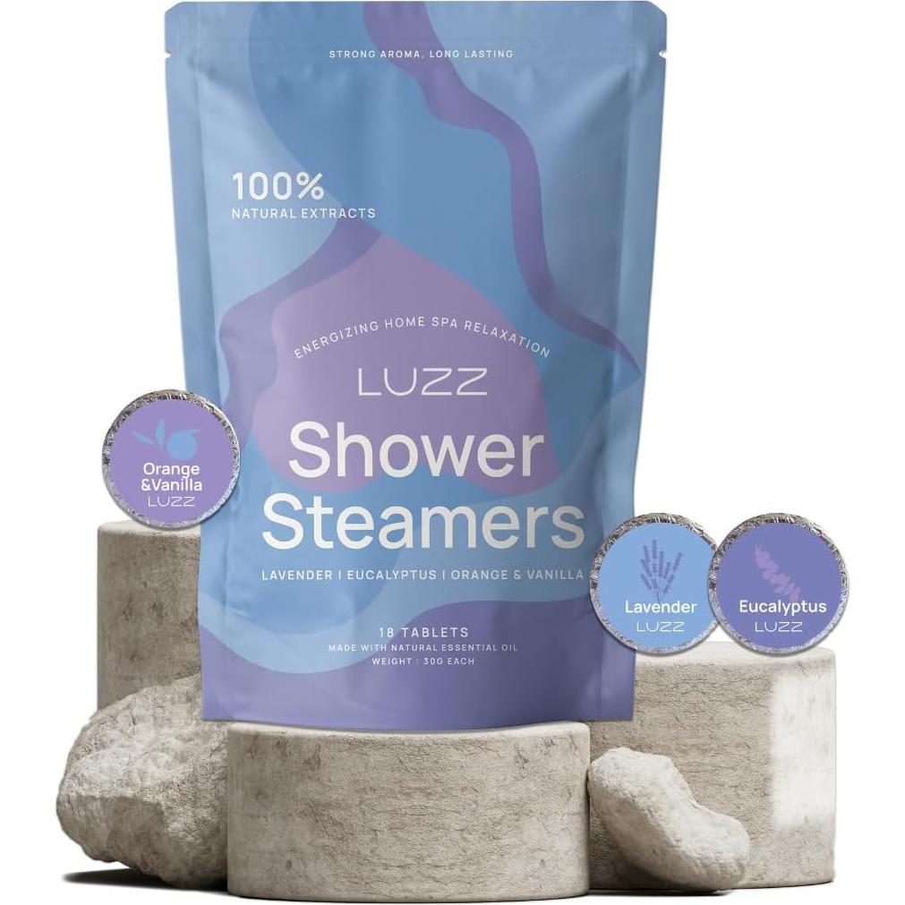 Paquete de 18 Tabletas de Vapor para Ducha LUZZ - Eucalipto, Lavanda y Naranja & Vainilla