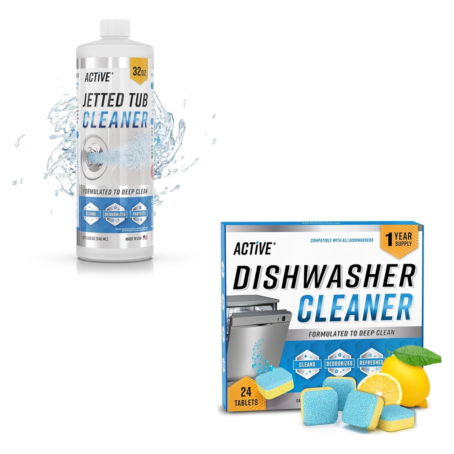 Limpiador de Bañera Jet ACTIVE 32oz + 24 Tabletas Lavaplatos