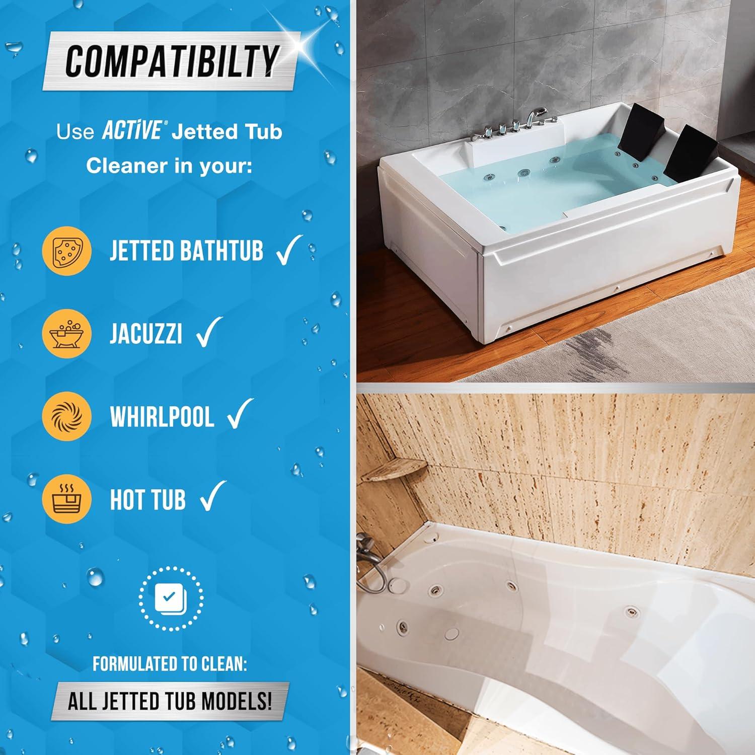 Limpiador de Bañera Jet ACTIVE 32oz + 24 Tabletas Lavaplatos