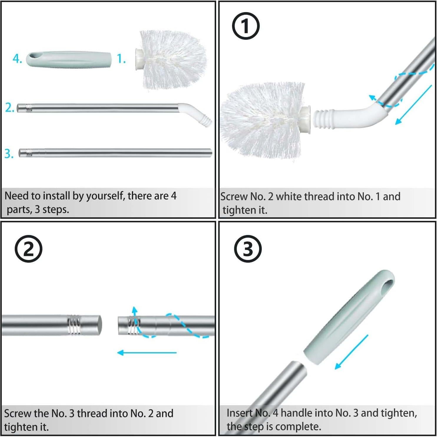 3 Cepillos de Botella Kehail Extra Largo 66cm para Cubos