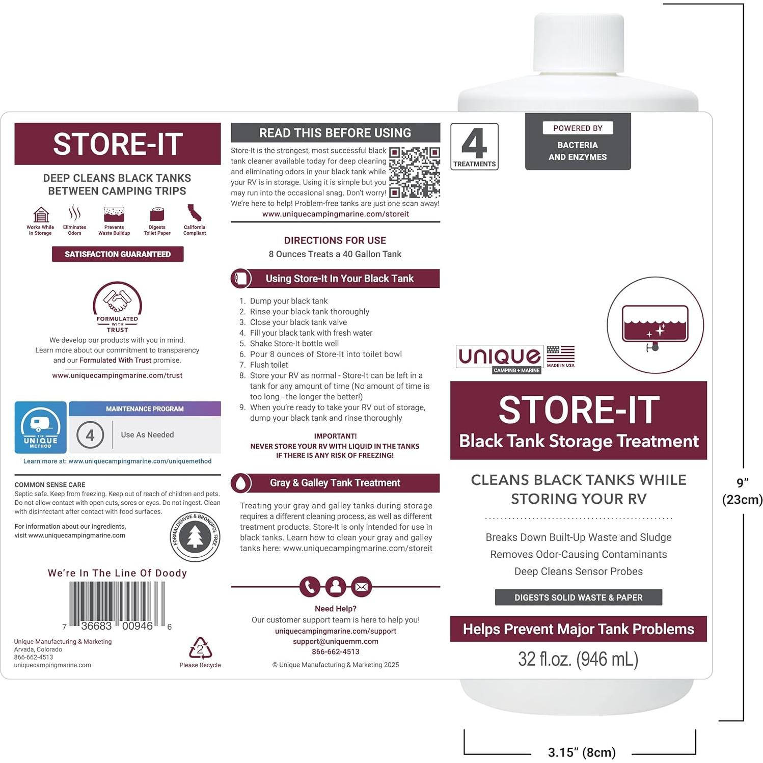 Limpiador Líquido para Tanques Negros RV Unique Store-It 946 ml