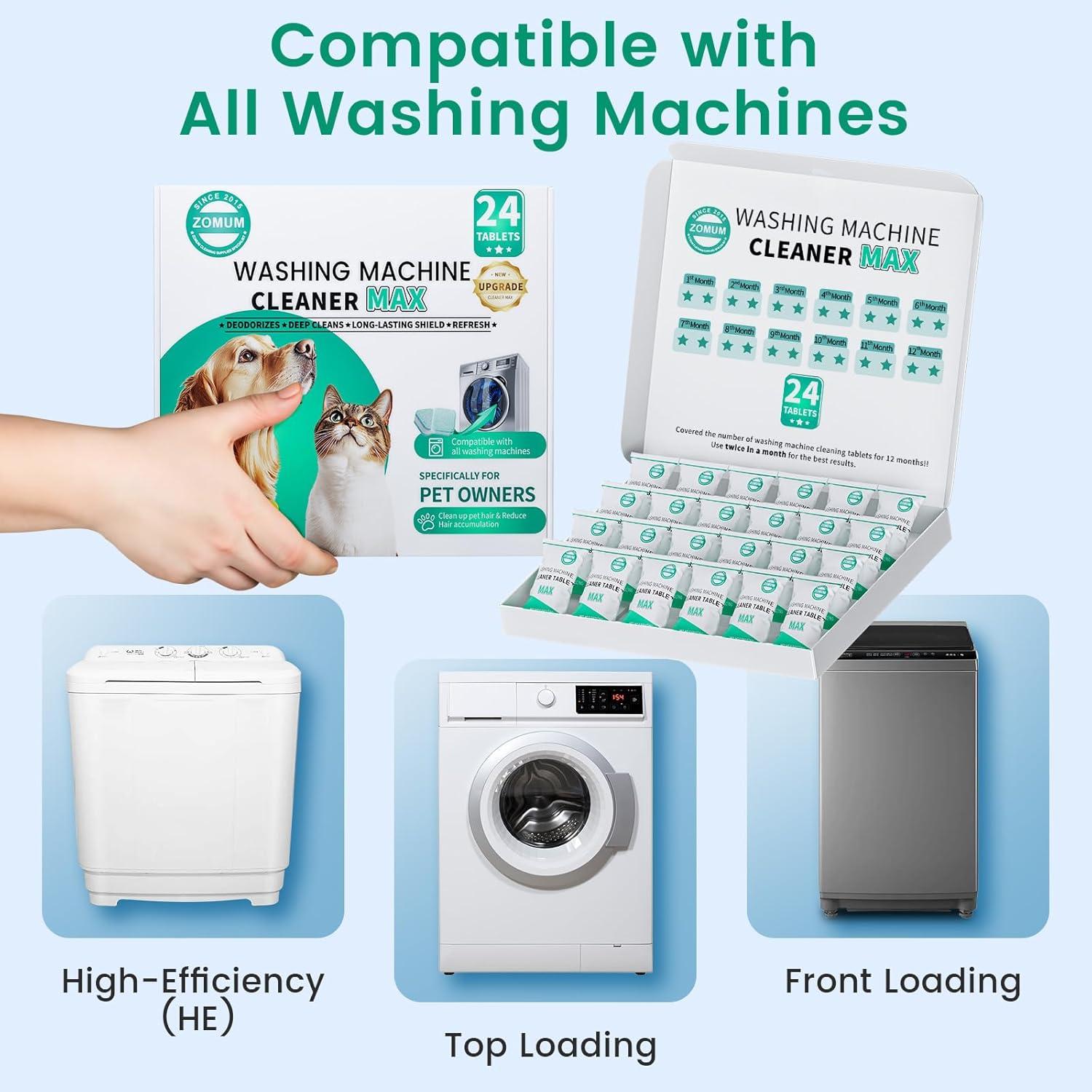 Tabletas Limpiadoras de Lavadora Zomum - 24 Unidades para Mascotas