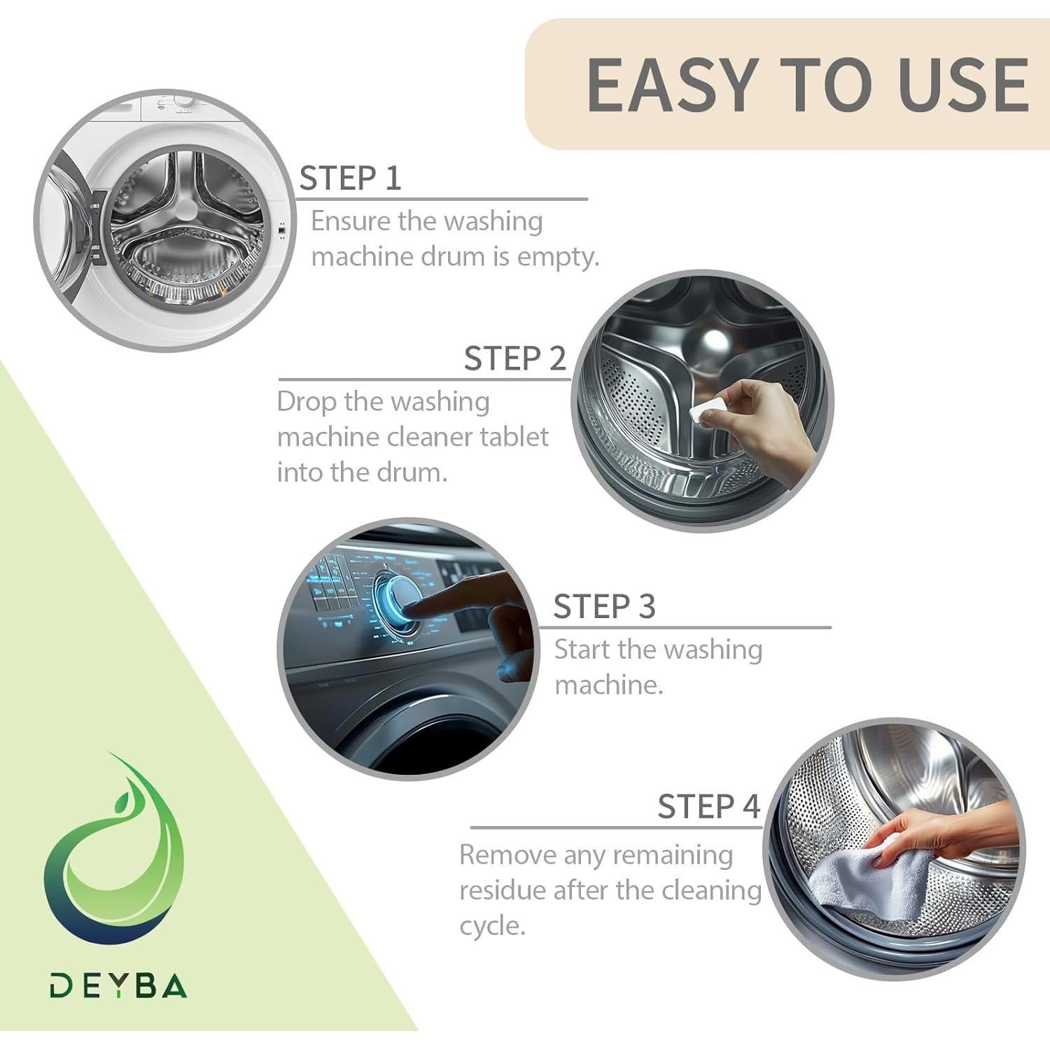 Tabletas Limpiadoras DEYBA para Lavadora - 24 Unidades Ecológicas