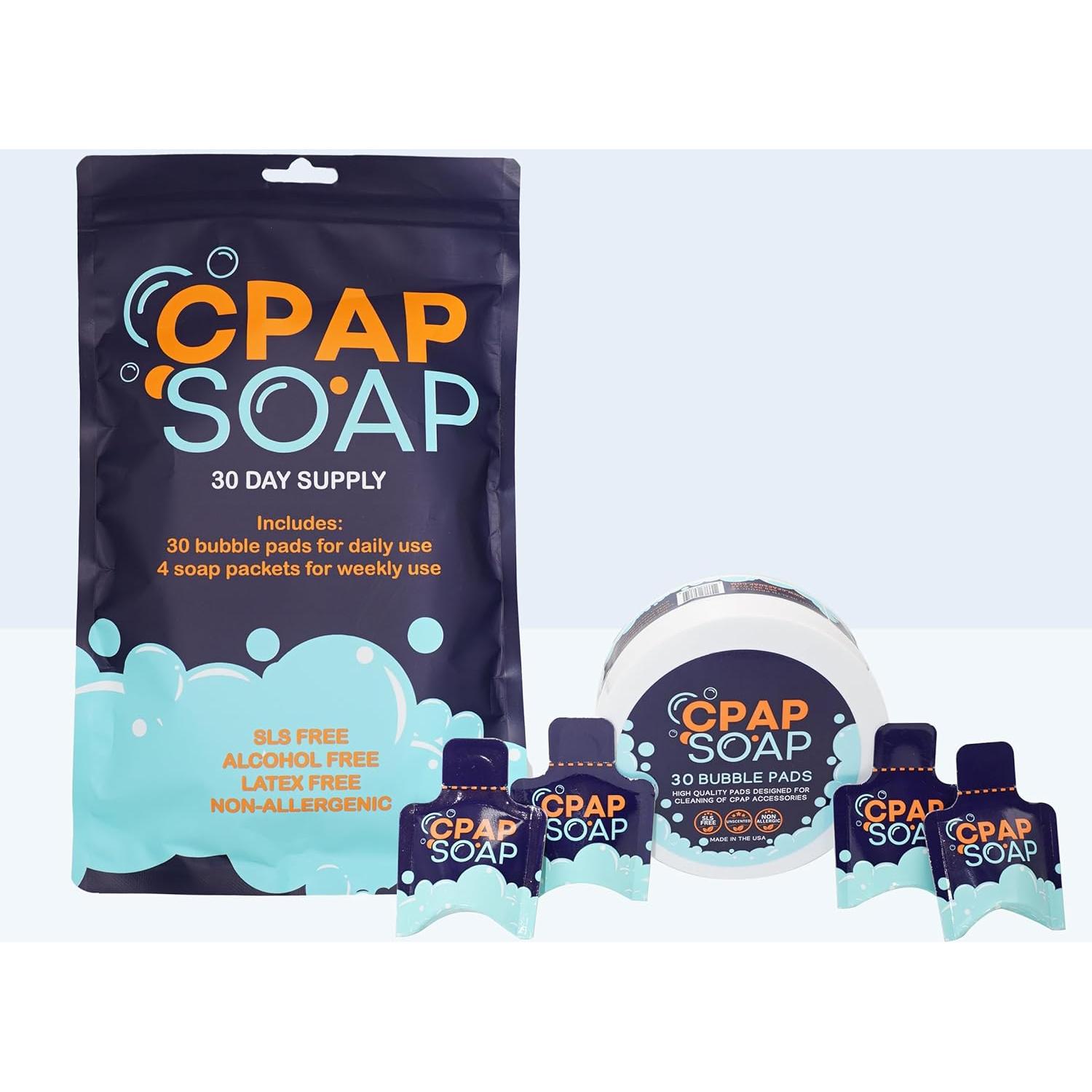 Juego de limpieza CPAP: 30 días de jabón, cepillos y colgador