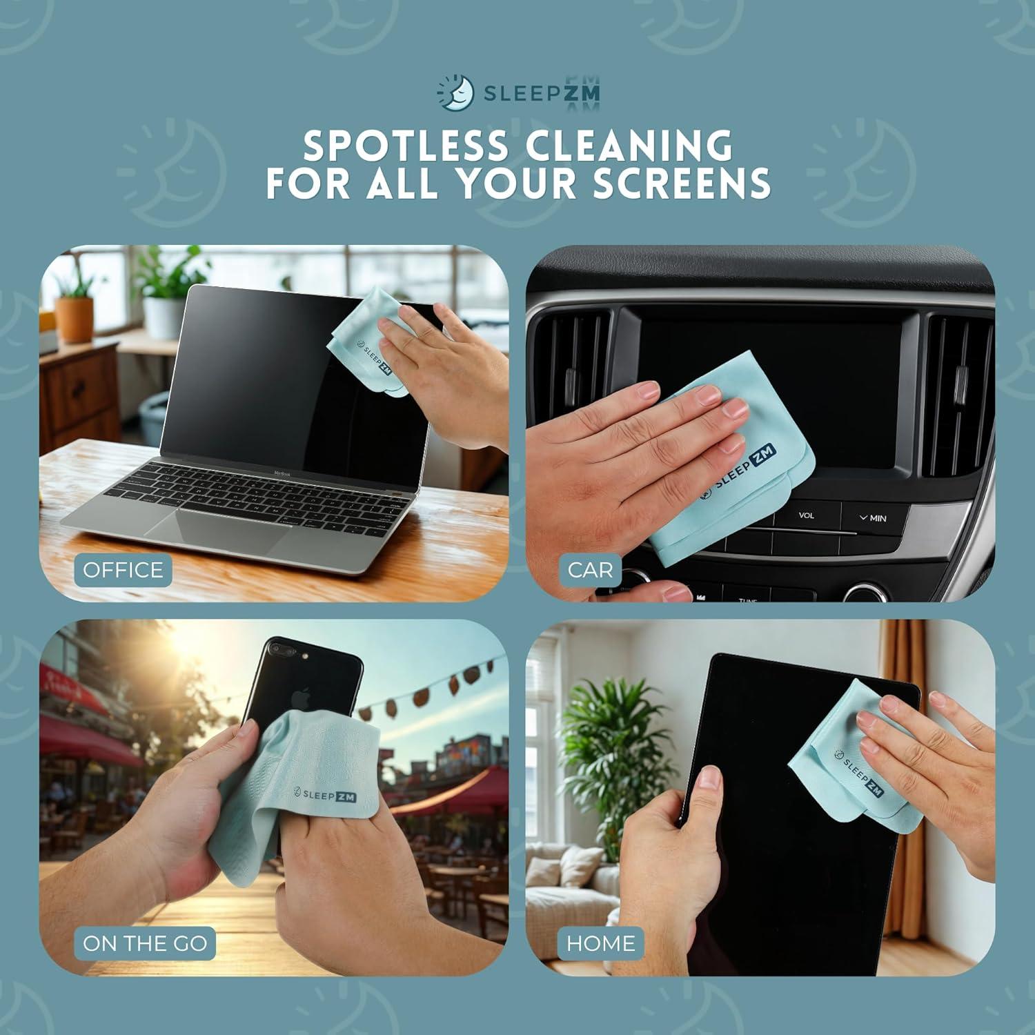 Paquete de 3 Paños de Microfibra Sleep ZM para Limpieza de Lentes