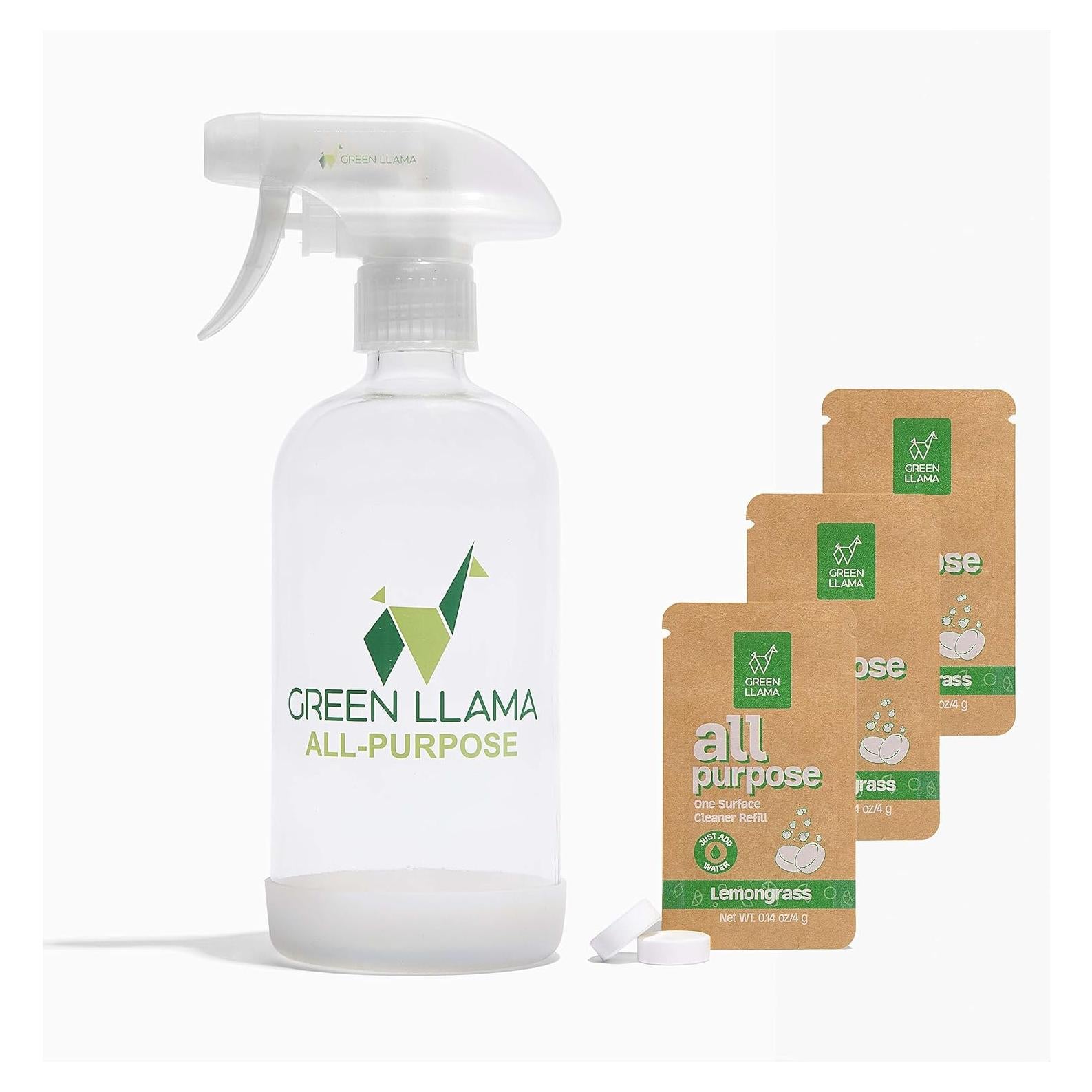 Spray Limpiador Multiusos Ecológico Green Llama 473ml con 3 Recargas
