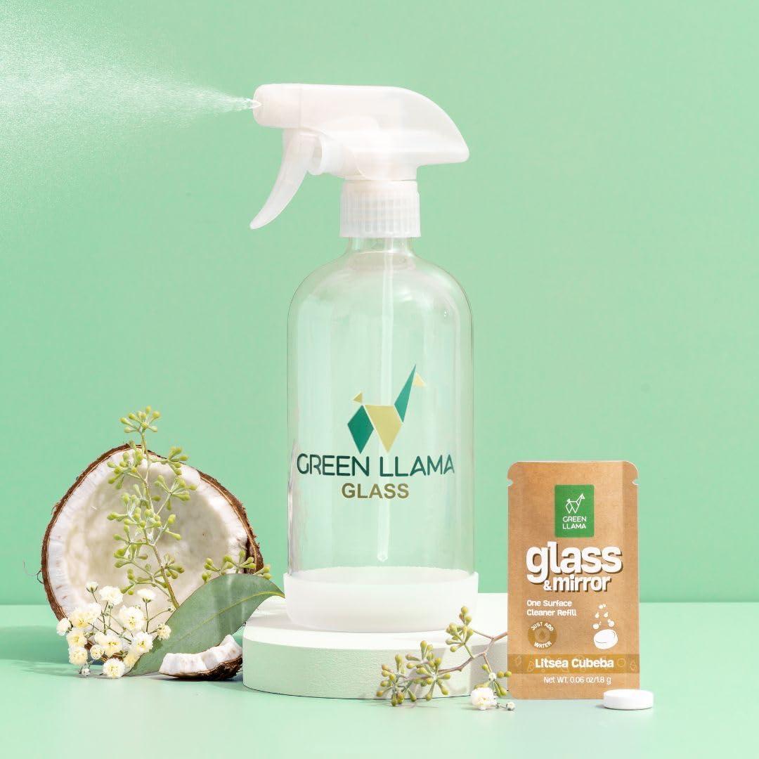 Spray Limpiador de Vidrio Green Llama 473ml + 3 Recargas Ecológicas