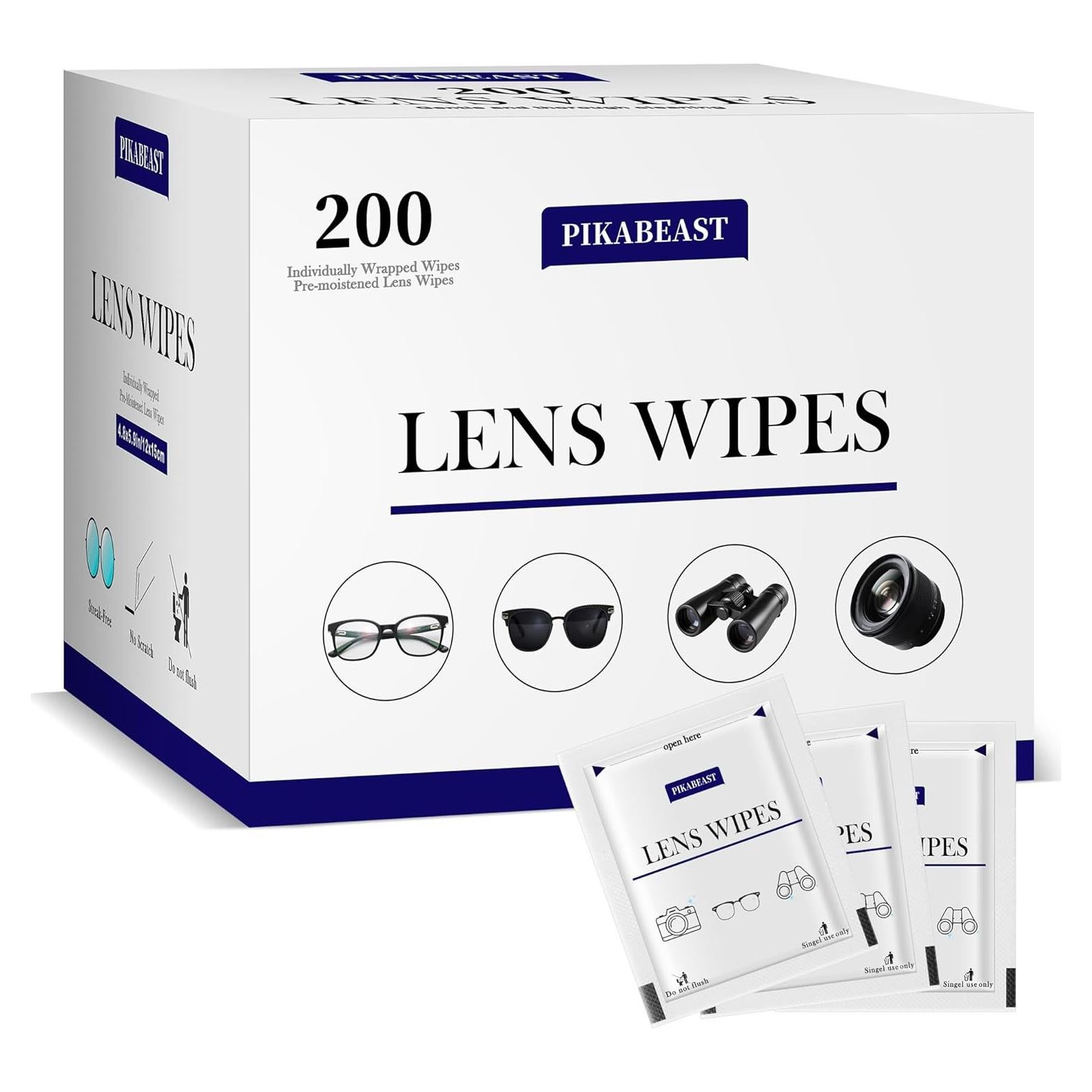 200 Toallitas Limpiadoras Pikabeast para Lentes y Pantallas