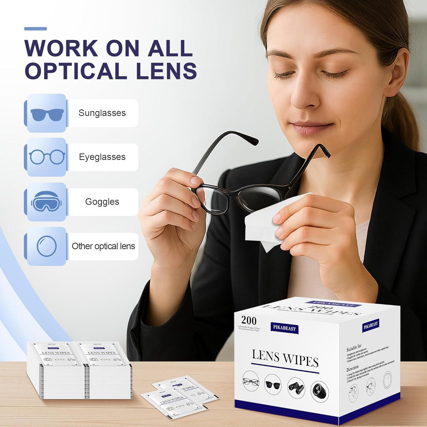200 Toallitas Limpiadoras Pikabeast para Lentes y Pantallas