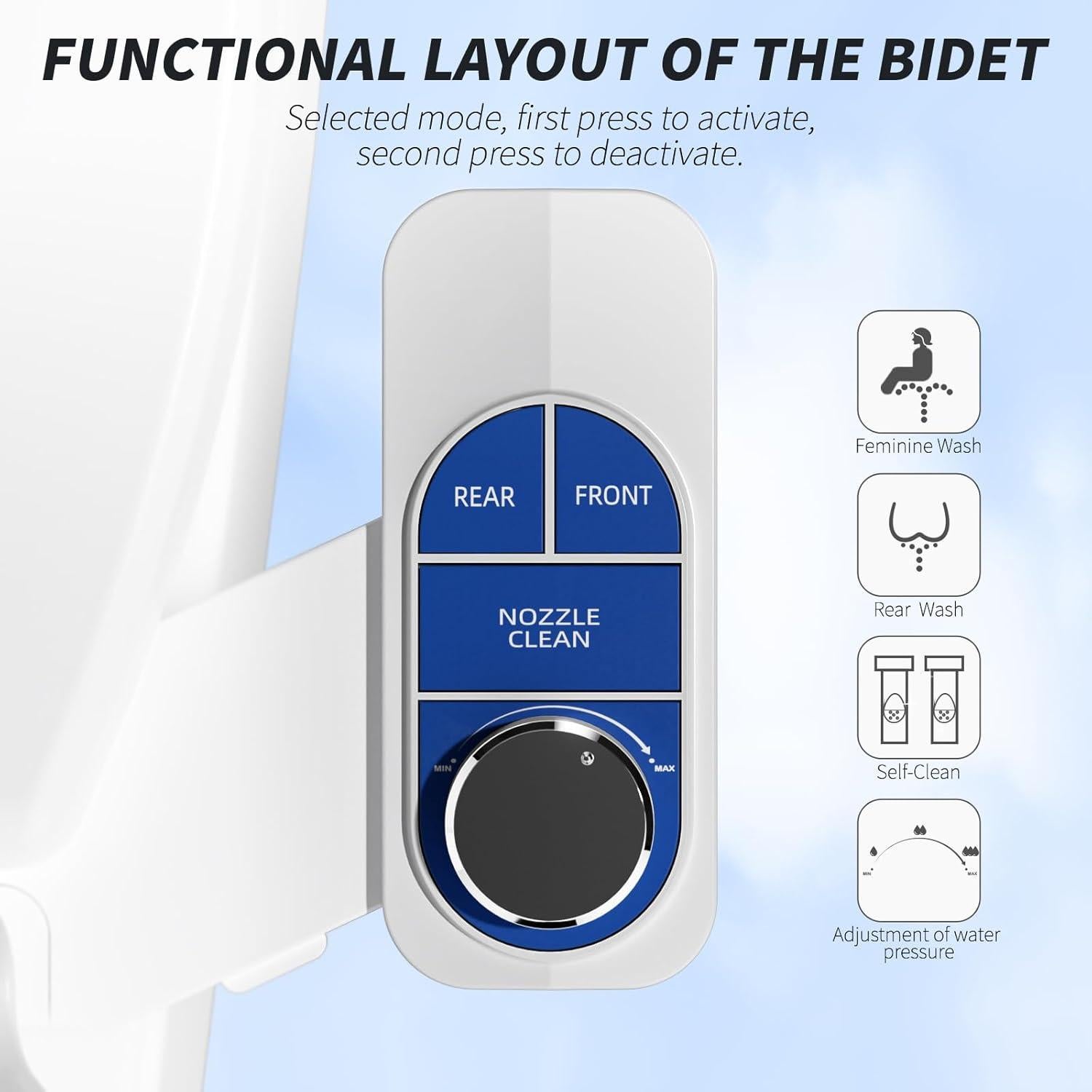 Bidet No Eléctrico SAMODRA - Doble Boquilla Autolimpiante Azul