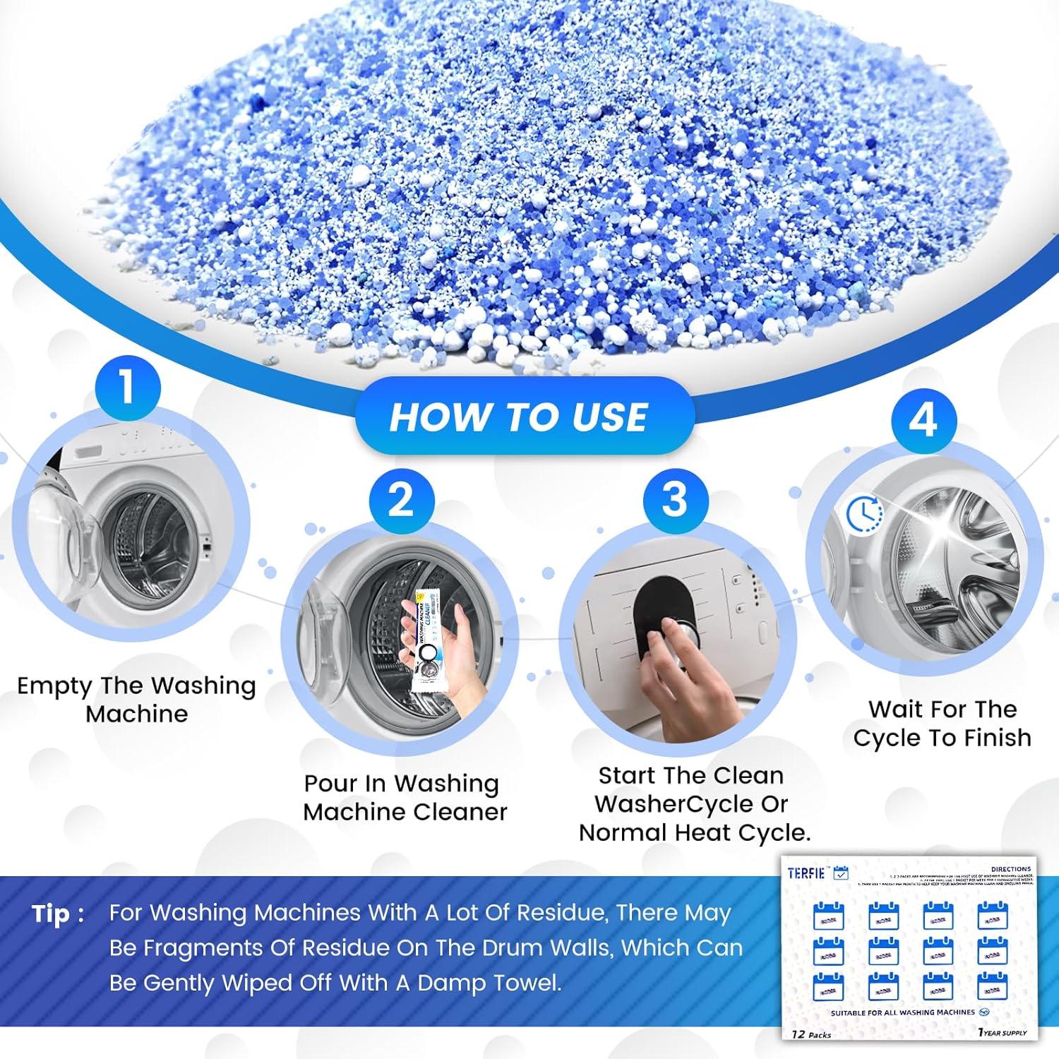 Limpiador de Lavadora en Polvo TERFIE - 12 Paquetes Ecológicos