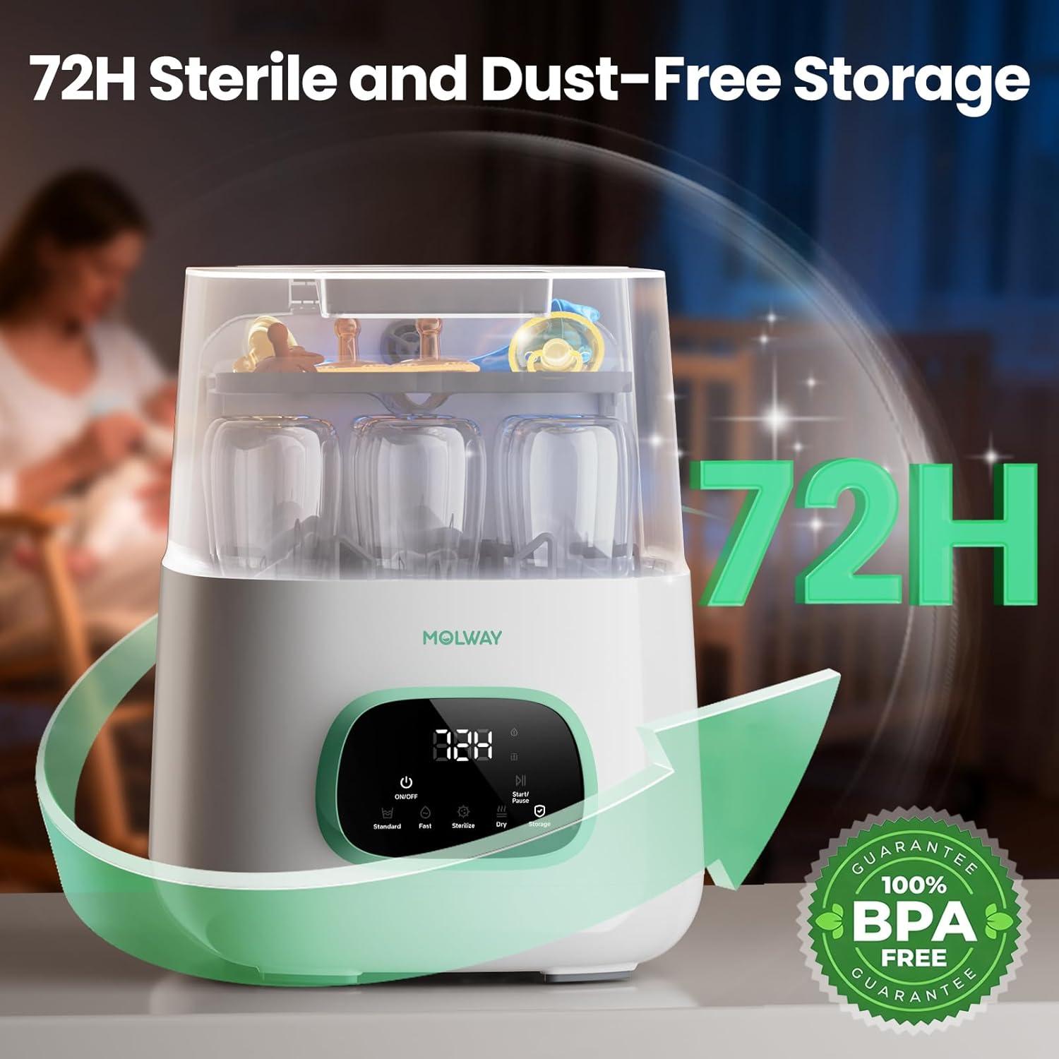 Lavadora de Botellas para Bebés MOLWAY 4 en 1, Esterilizador y Secadora