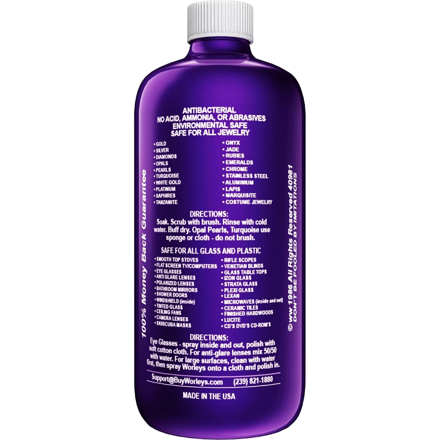 Limpiador de Joyería y Vidrio Worley - 2 Botellas de 946ml