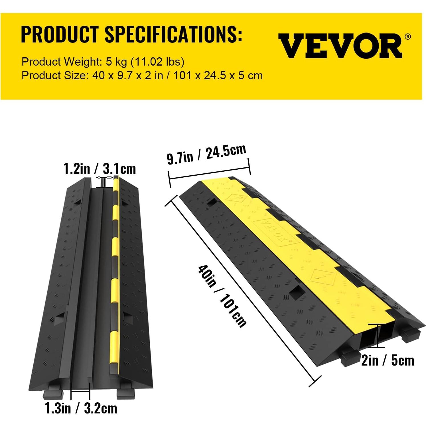 Rampas de Protección de Cable VEVOR 4 Pcs 2 Canales 4989 kg