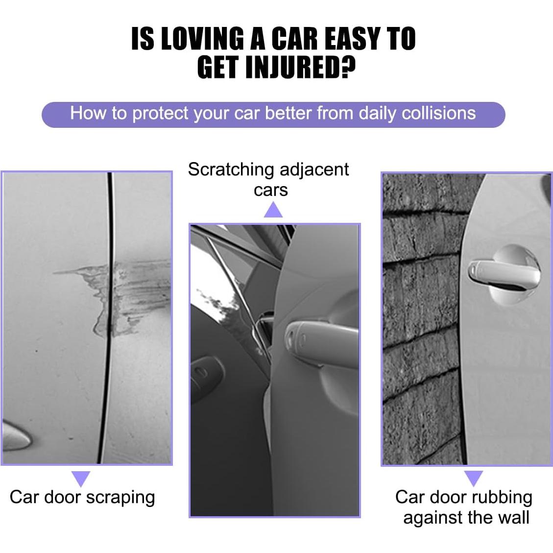 Car Door Edge Guard, 4PCS Silicone Anti-Collision Self-Adhesive Vehicle Door Protector Trim Strip, Anti-Scratch Auto Decorative Stickers, Universal for Sedan Truck SUV (Black)