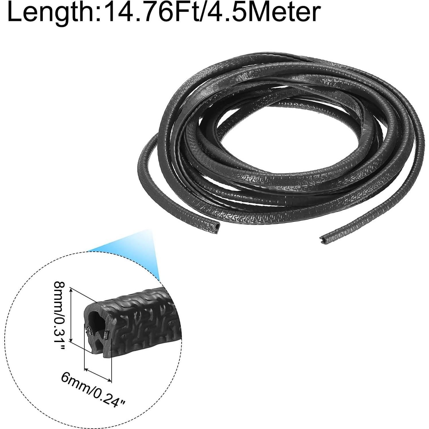 Protector de Bisel U de Goma Negra uxcell 4.5M para Bordes