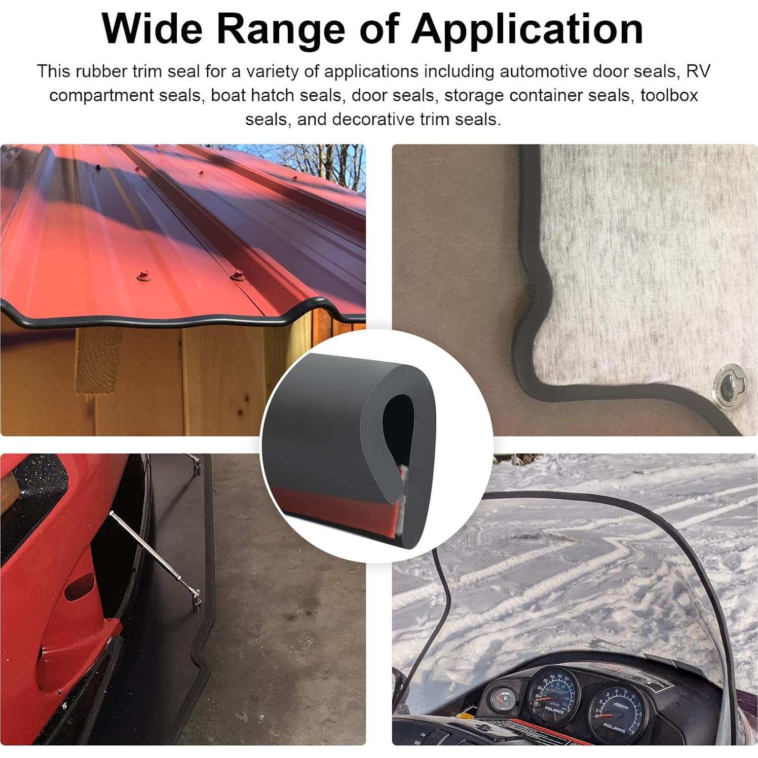 Bisel de goma autoadhesivo SZKXMJ 7.92m x 0.68cm Negro