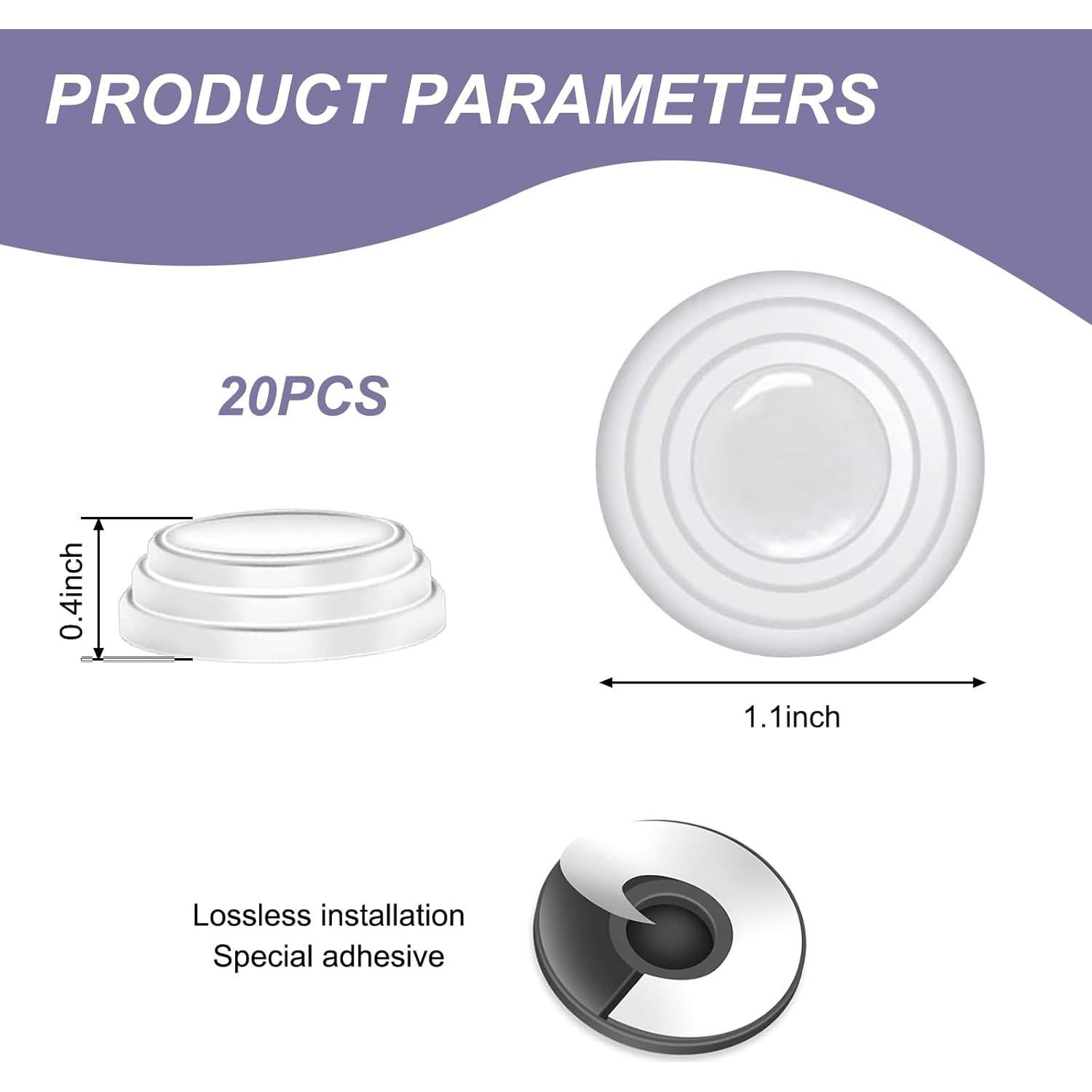 Pack-20 Car Door Shock Absorber, Thickened Silicone Sound Insulation Buffer Protection Device, Rearview Mirror Bumper Multi-Functional Anti-Collision Sticker, Universal for Car (White)