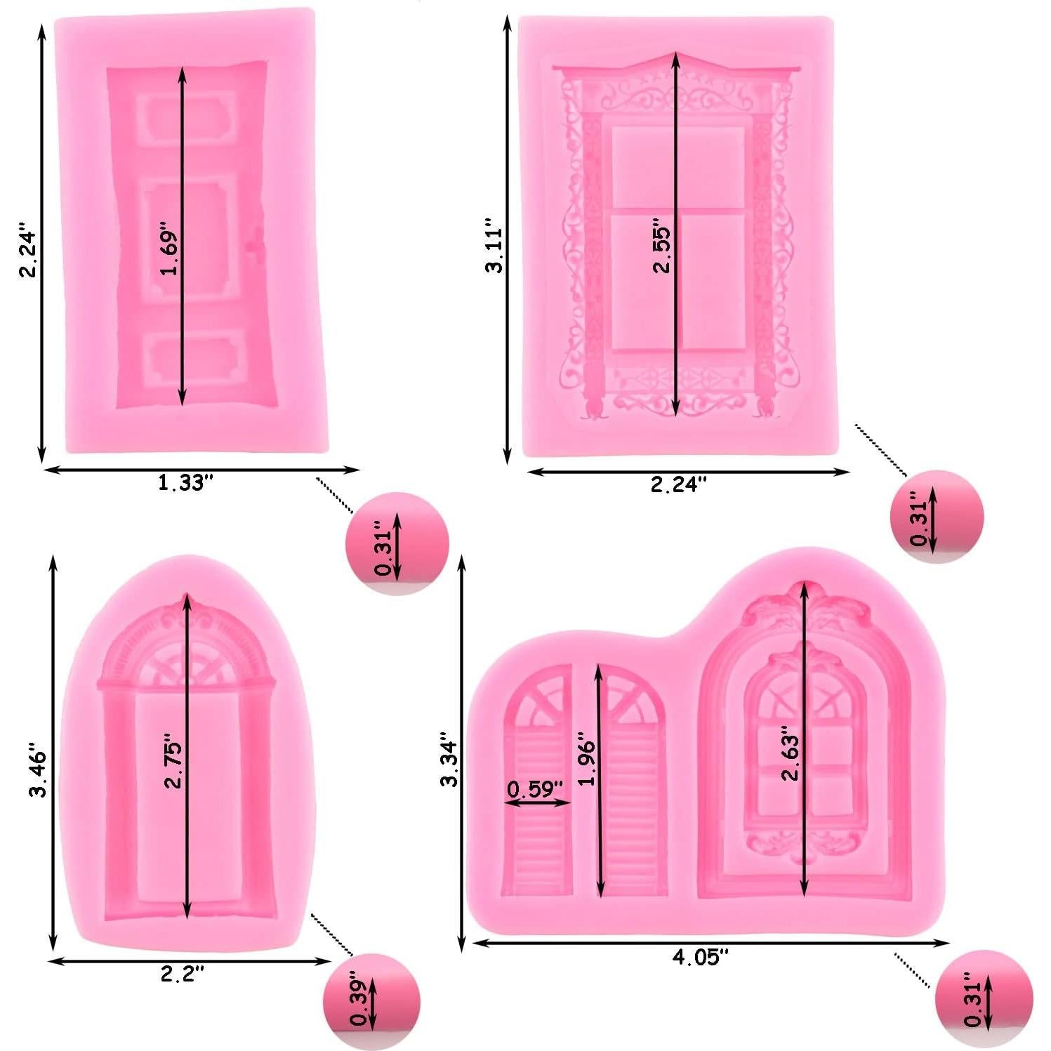 Molde de Silicona para Pasteles ZiXiang - Ventana y Puerta, Set de 4