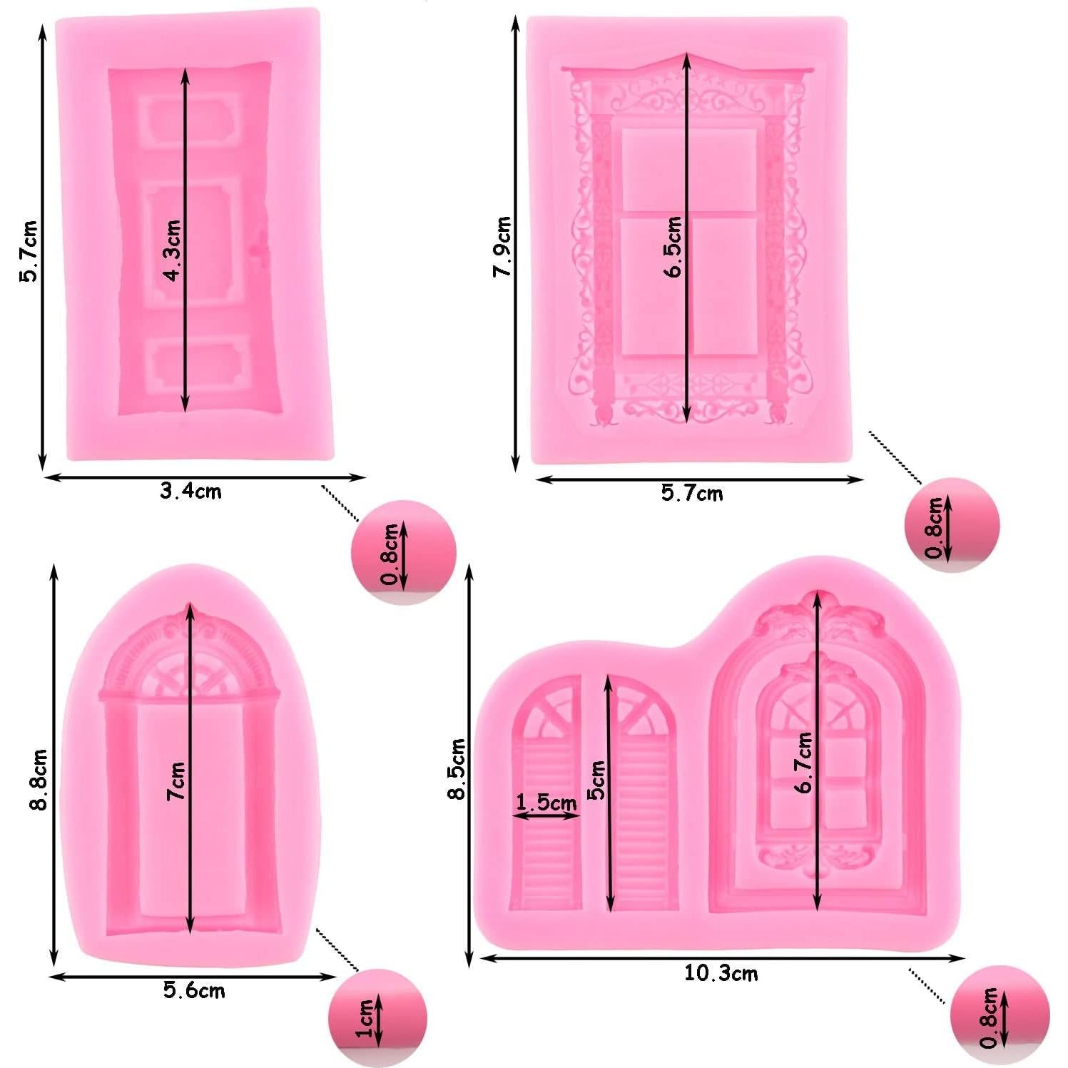 Molde de Silicona para Pasteles ZiXiang - Ventana y Puerta, Set de 4