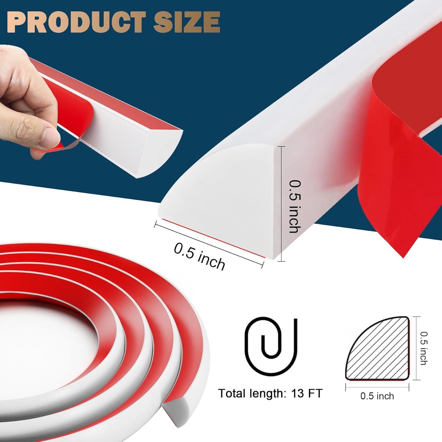 Moldura de Silicona Flexible ZIFUNY 4.02m Autoadhesiva Blanca