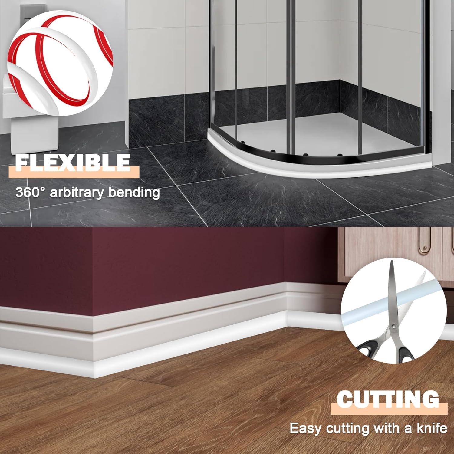 Moldura de Silicona Flexible ZIFUNY 4.02m Autoadhesiva Blanca