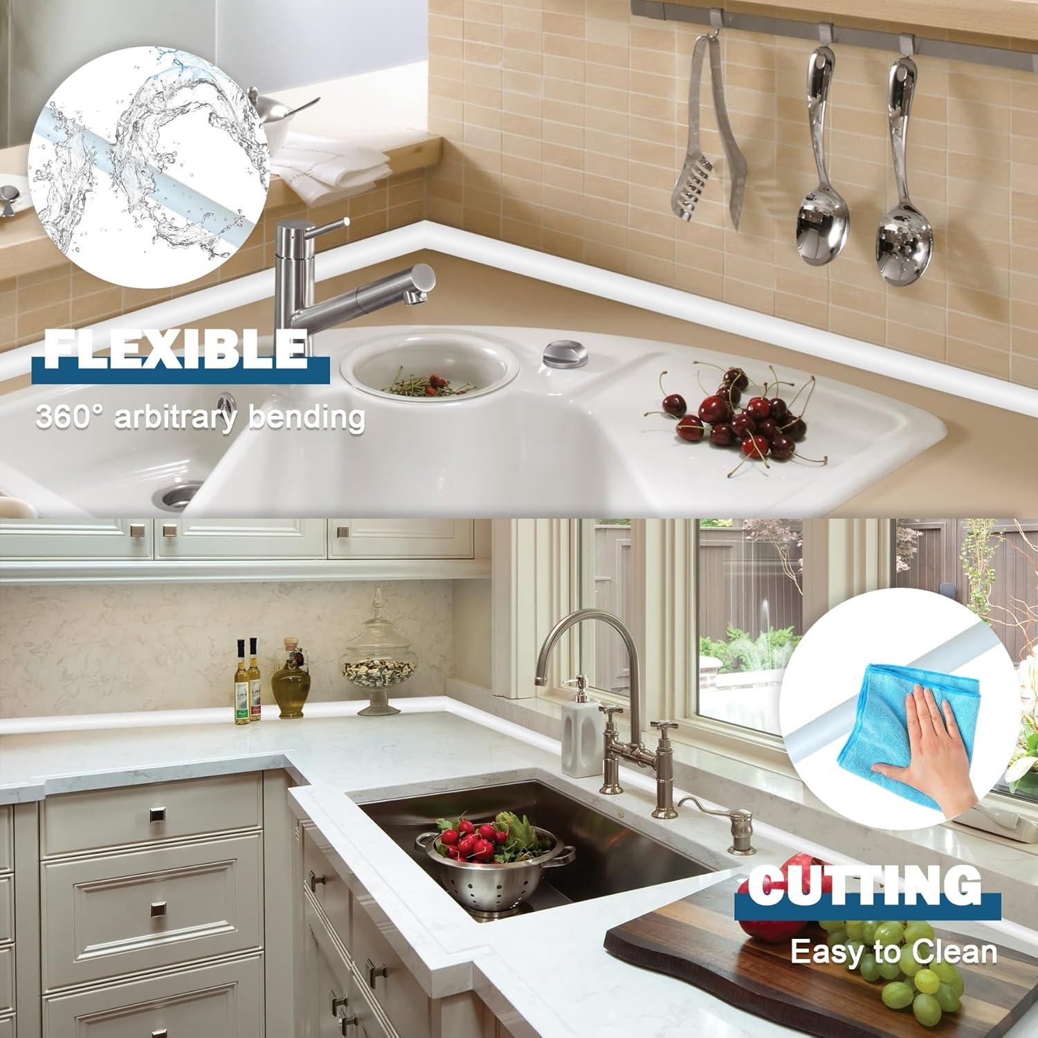 Moldura de Silicona Flexible ZIFUNY 4.02m Autoadhesiva Blanca