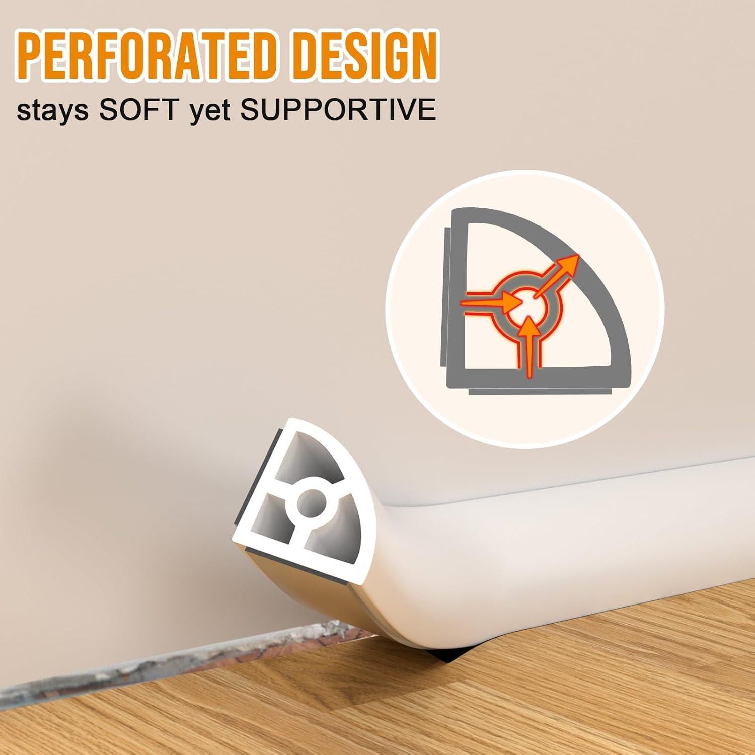 Moldura Flexible Autoadhesiva Hzetuu 299.72cm Silicona Blanca