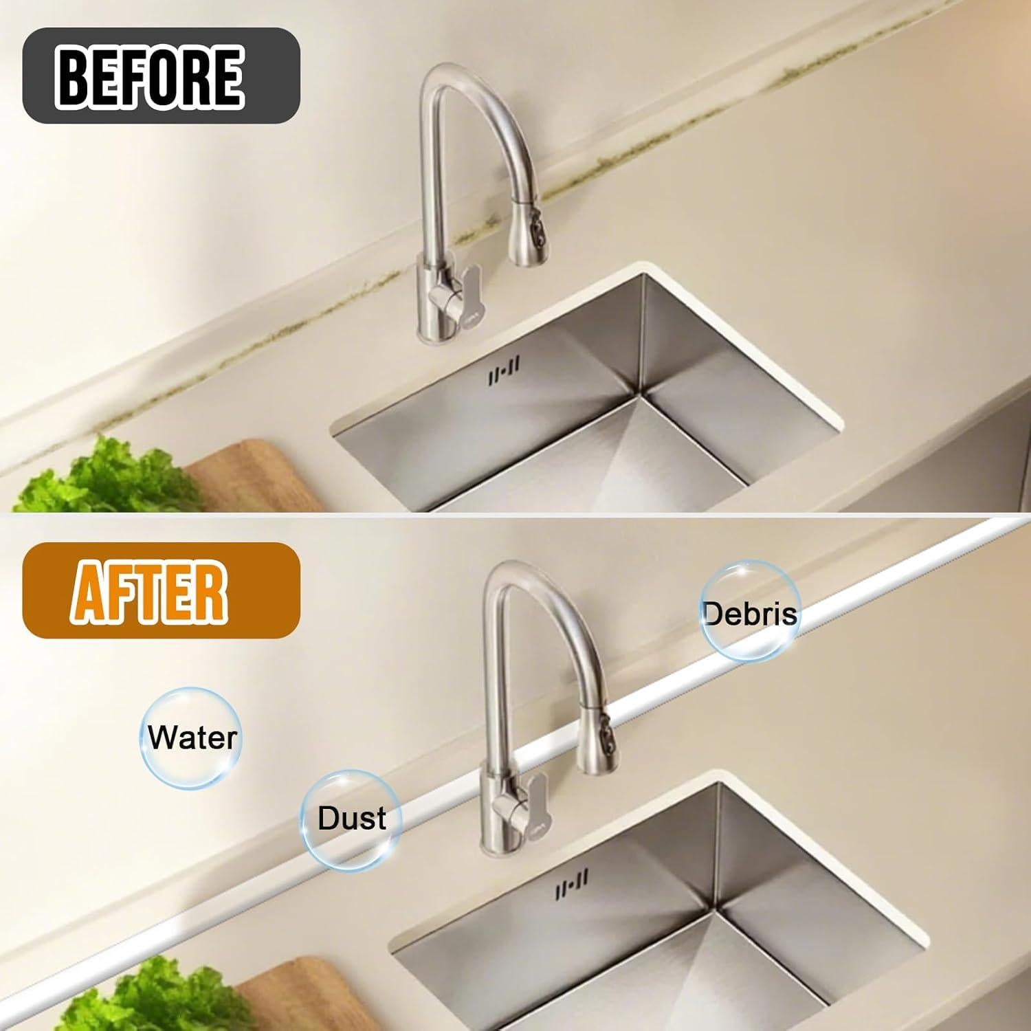 Moldura Flexible Autoadhesiva Hzetuu 299.72cm Silicona Blanca