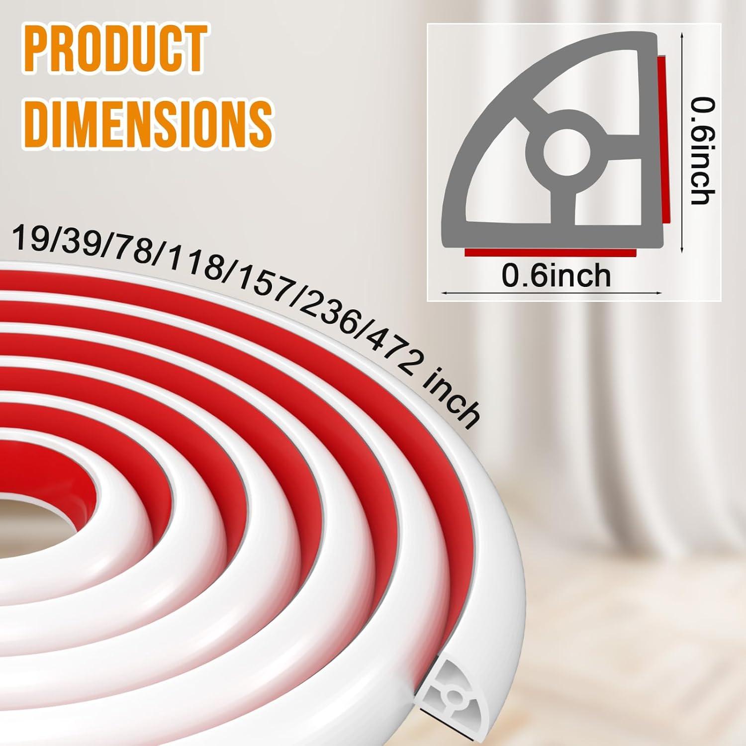 Moldura Flexible Autoadhesiva Hzetuu 299.72cm Silicona Blanca