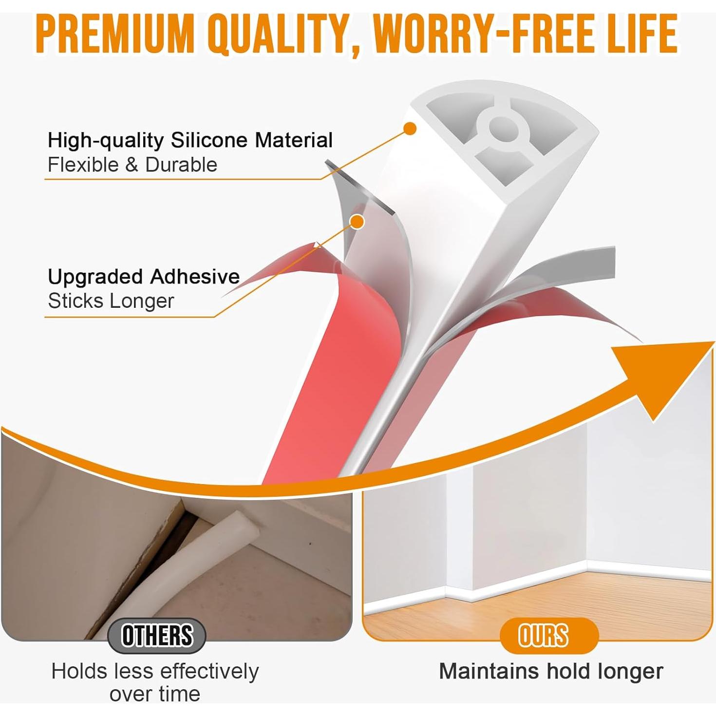 Moldura Flexible Autoadhesiva Hzetuu 299.72cm Silicona Blanca