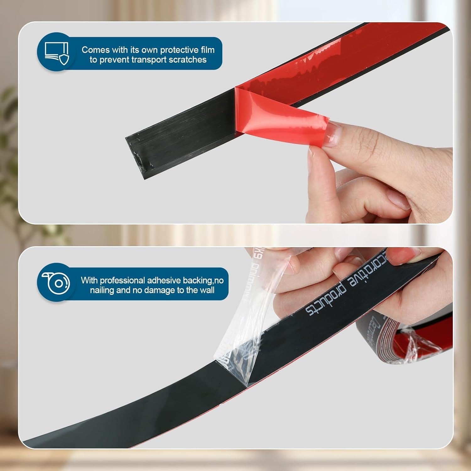 Moldura de Pared Autoadhesiva TVlifams 5m x 5cm Negra