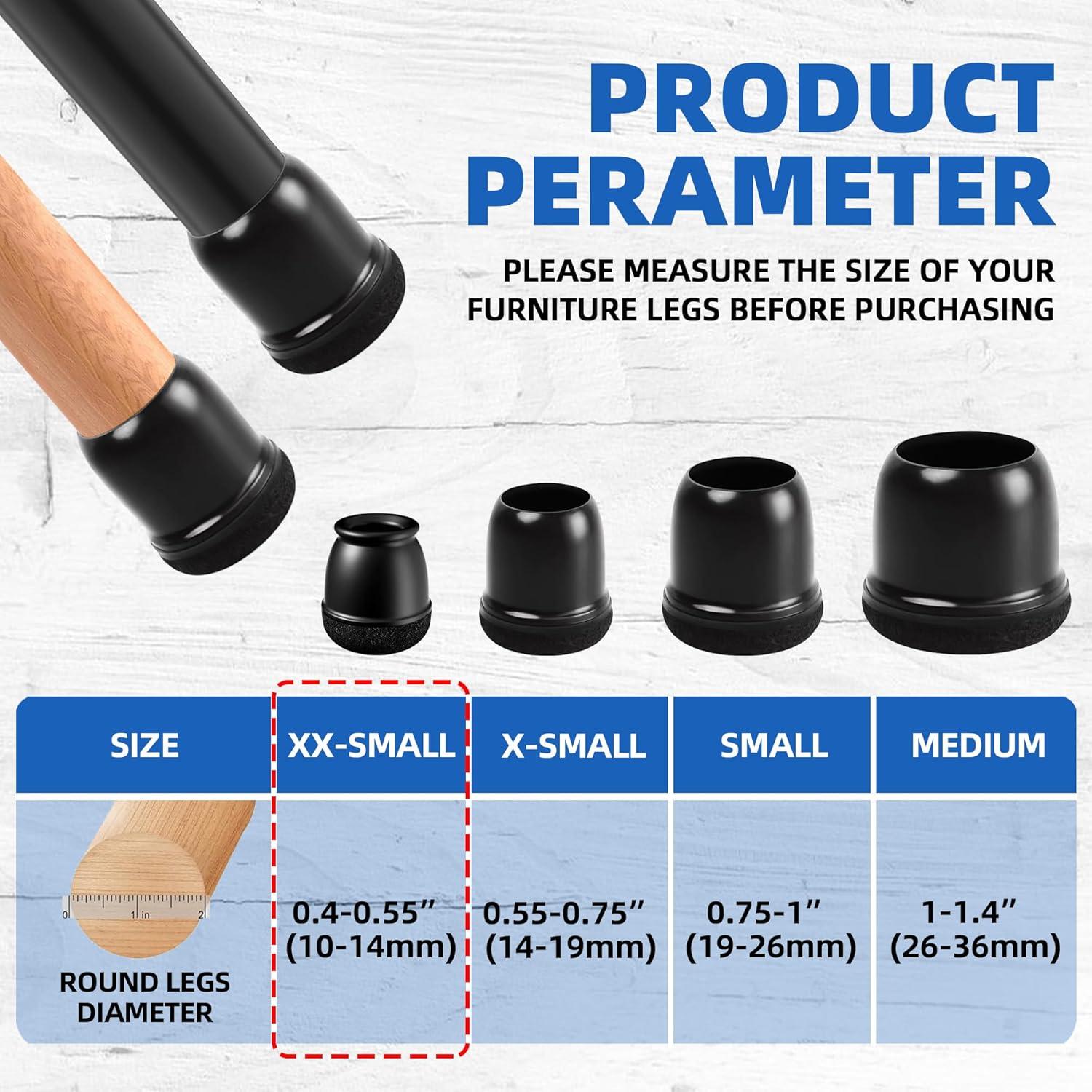 20 Protectores de Suelo para Patas de Sillas MOYOHIM 10-14mm