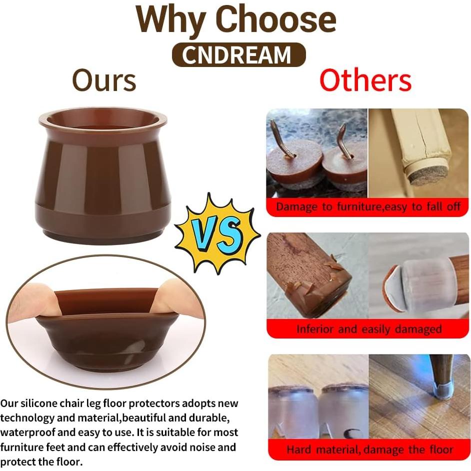 Protector de patas de silla CNDREAM 32 piezas silicona para pisos