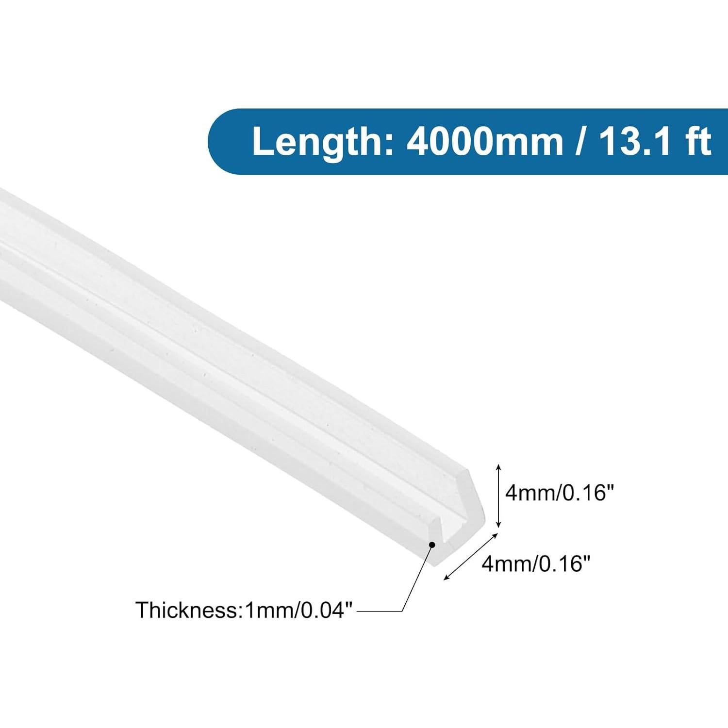 Bisel U Channel de Goma Silicona PATIKIL 4m Transparente