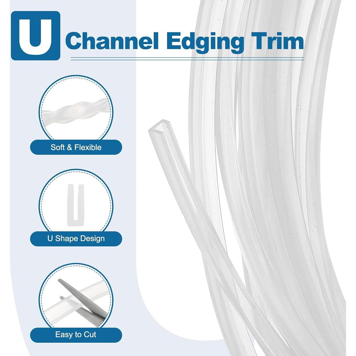 Bisel U Channel de Goma Silicona PATIKIL 4m Transparente