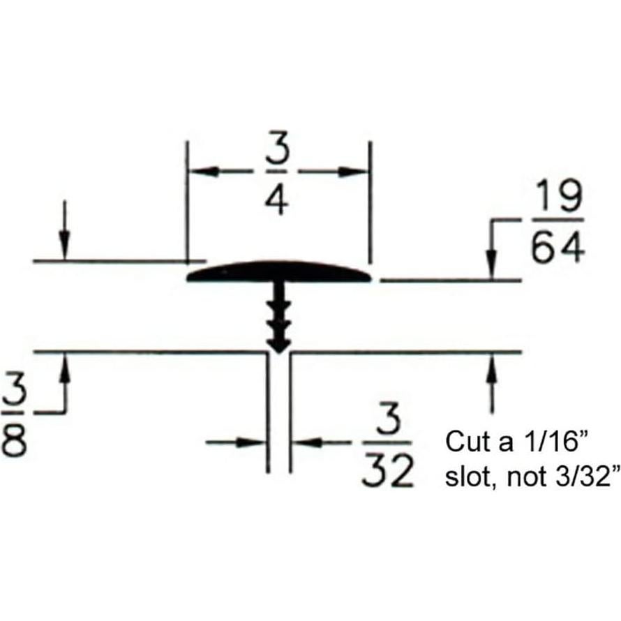 Moldura en T Plástico Verde Brillante 25 pies 3/4" para Gabinetes