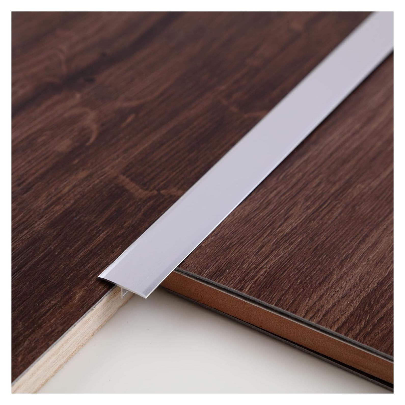 Tira de transición de piso aluminio Gaahing 3 piezas 0.9m plata mate