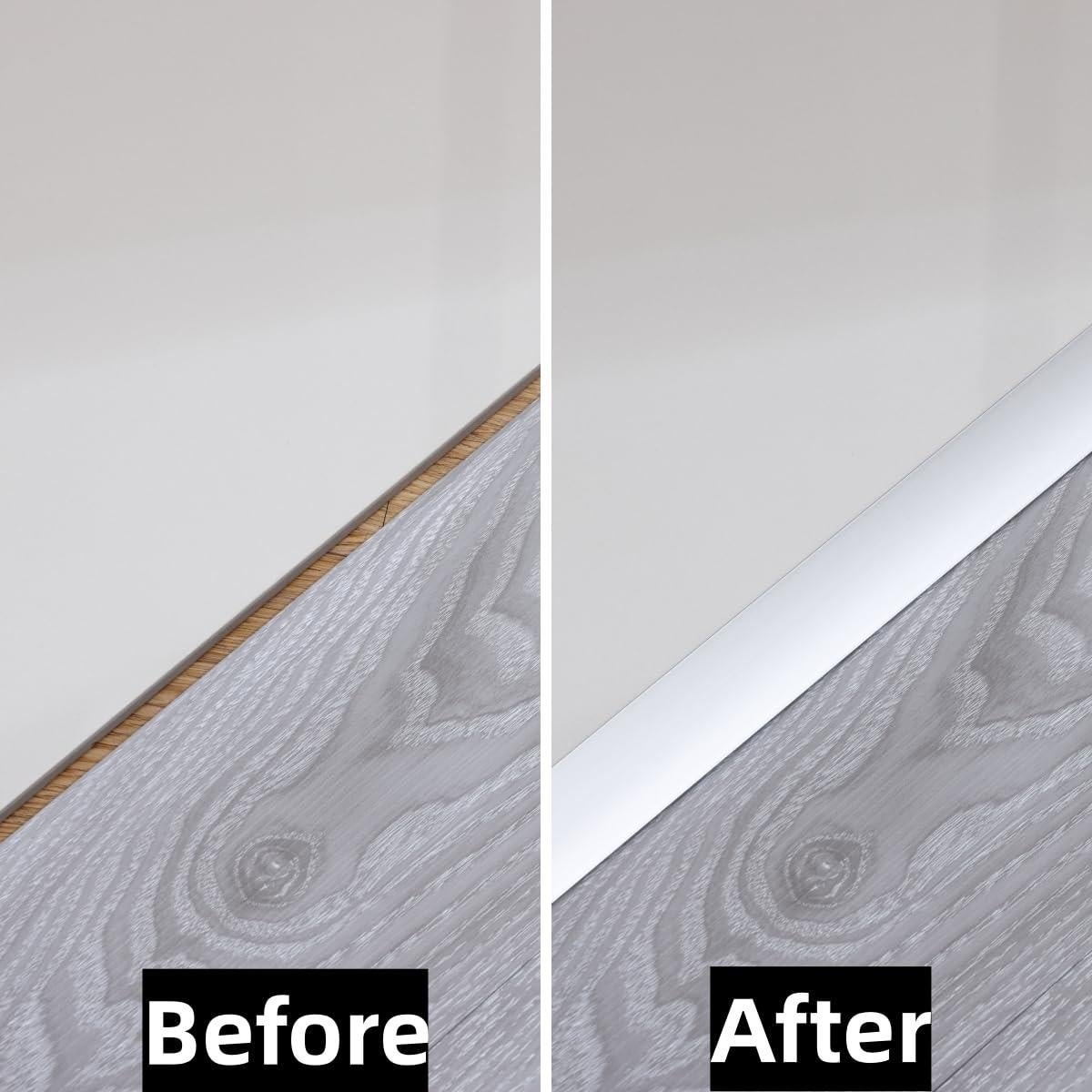 Tira de transición de piso aluminio Gaahing 3 piezas 0.9m plata mate