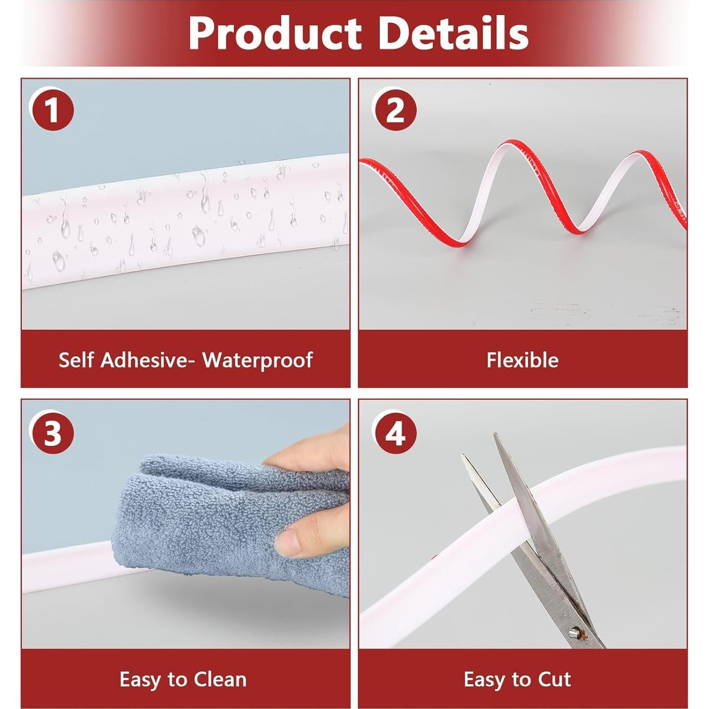 Kit de Moldura Autoadhesiva Flexible Lettry 1.27 cm x 6 m Blanco