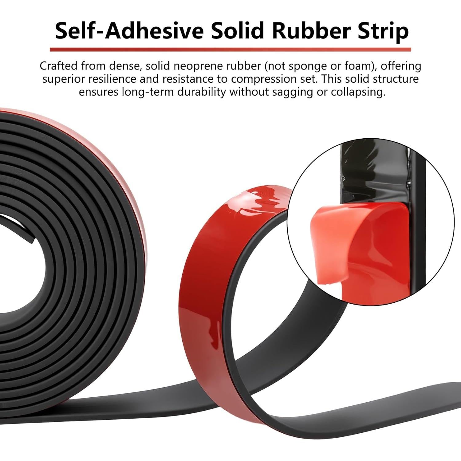 Tira de Goma Adhesiva Neopreno Qyueyue 12mm x 1.5mm x 4.5m