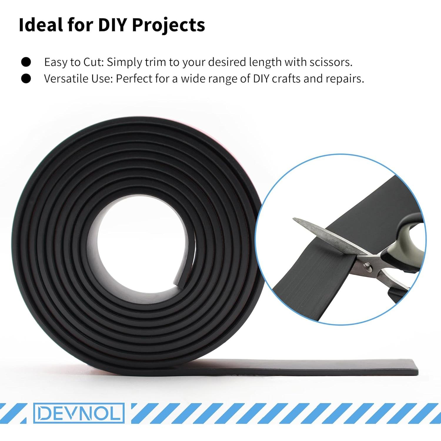 Tira de goma neopreno autoadhesiva DEVNOL 1.5mm x 25.4mm x 3.66m