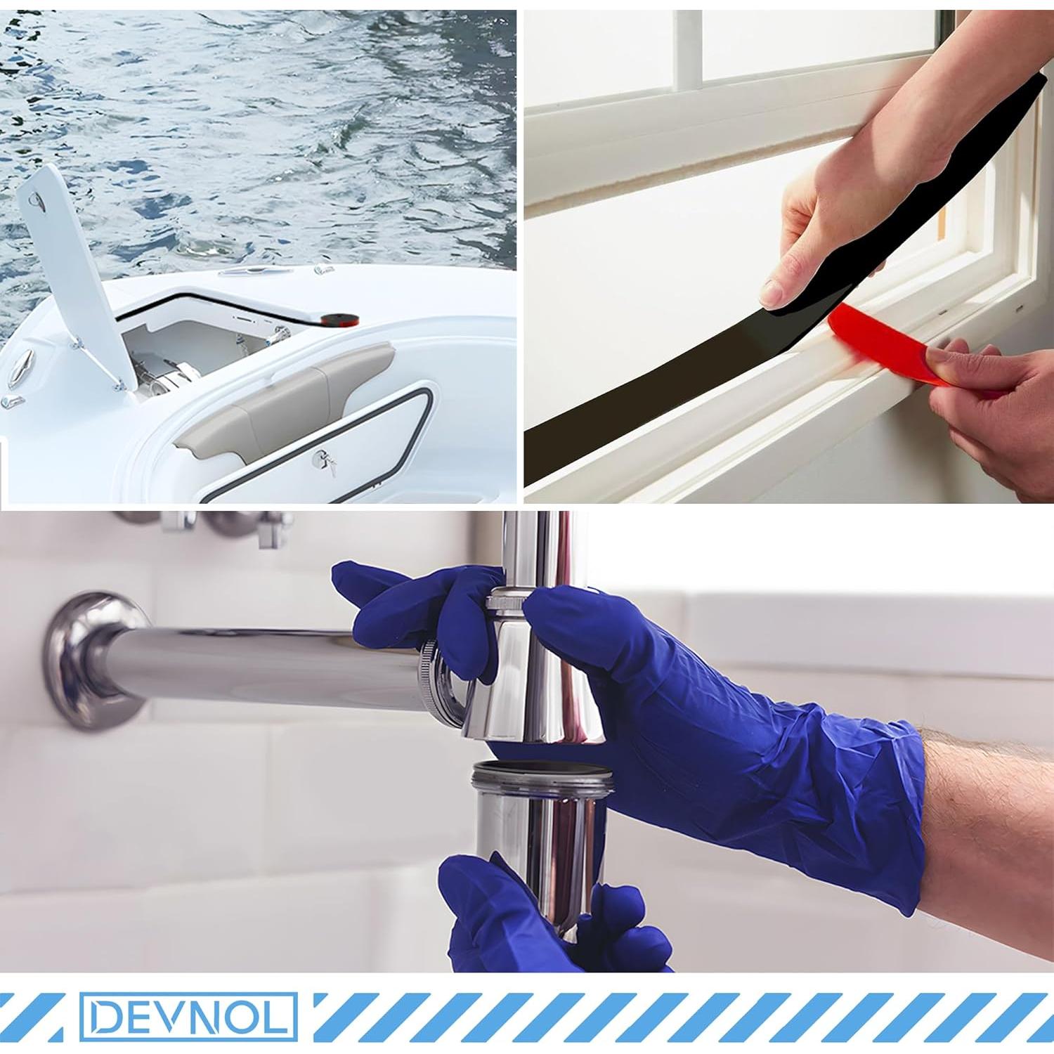 Tira de goma neopreno autoadhesiva DEVNOL 1.5mm x 25.4mm x 3.66m