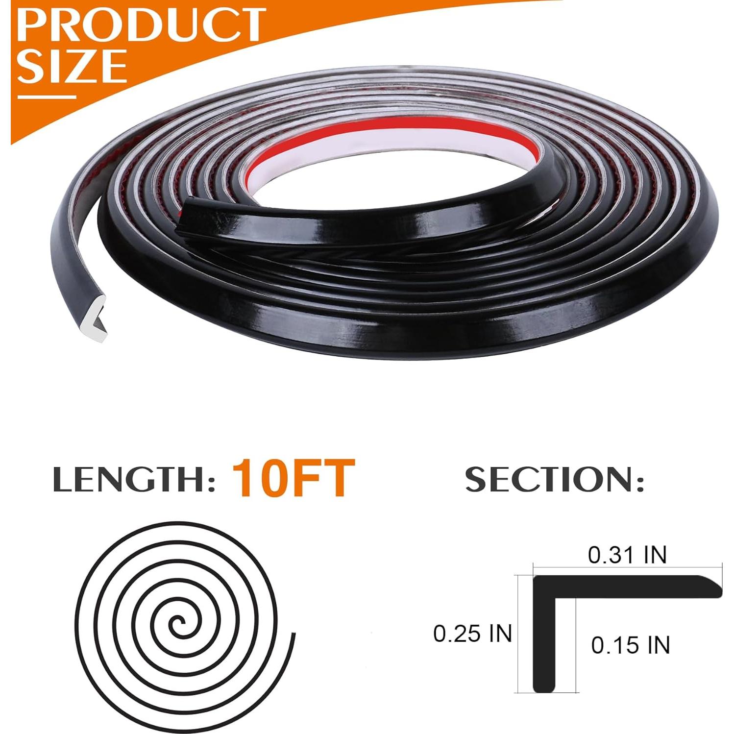 Bisel Autoadhesivo Kikerike 10 Pies PVC Negro para Azulejos