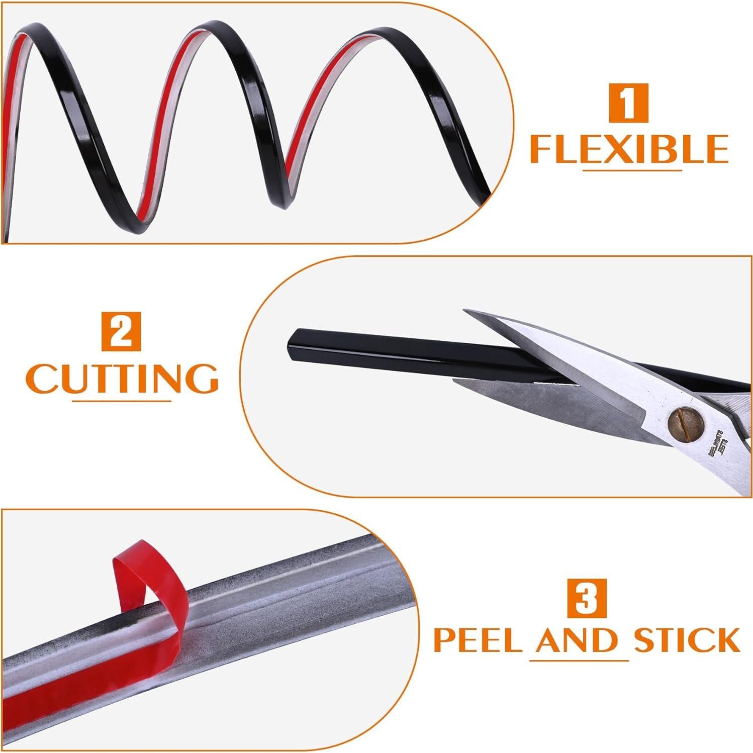 Bisel Autoadhesivo Kikerike 10 Pies PVC Negro para Azulejos