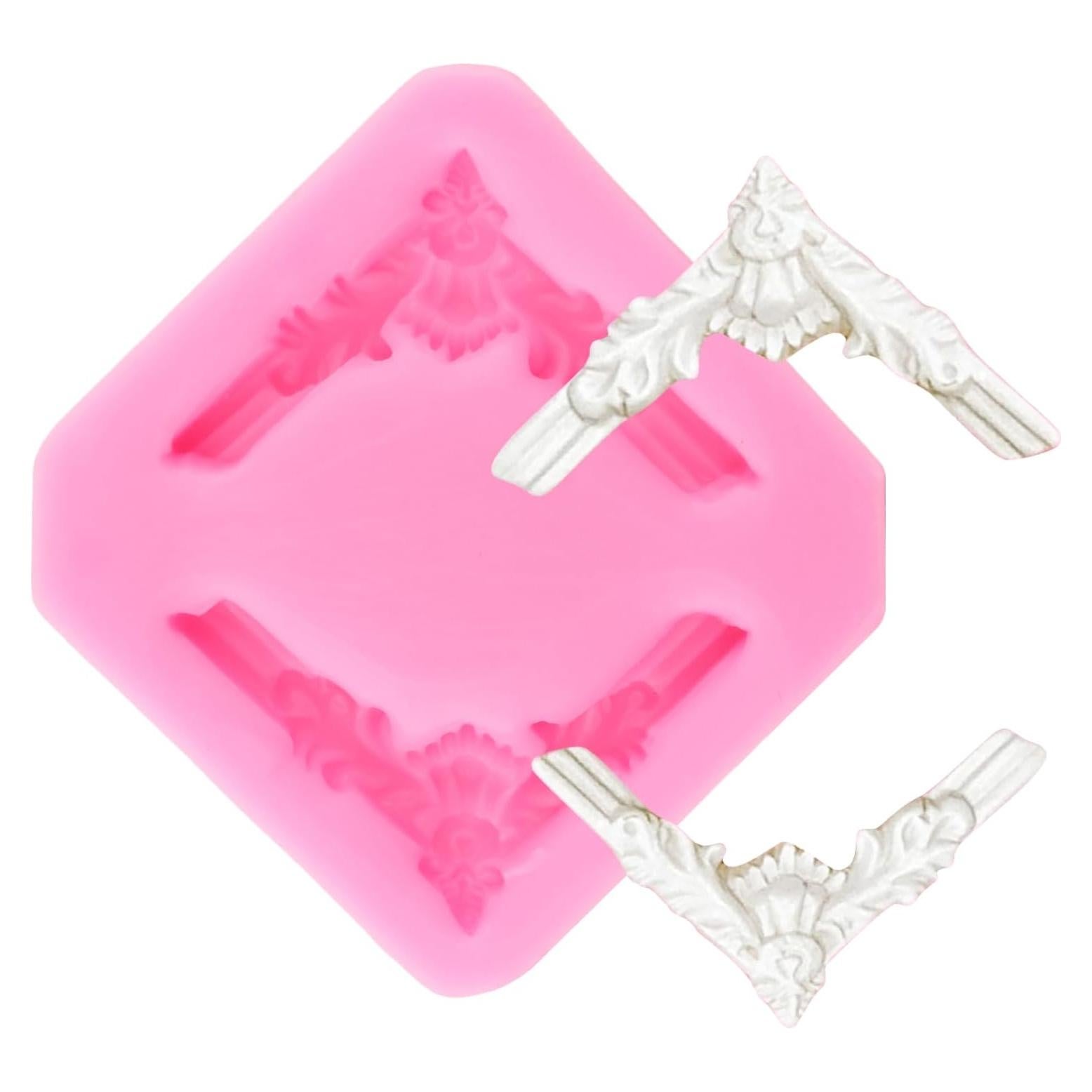 Baroque Fondant Silicone Molds Relief Frame Corner Chocolate Molds For Cake Decoration Cupcake Topper Candy Polymer Clay Gum Paste