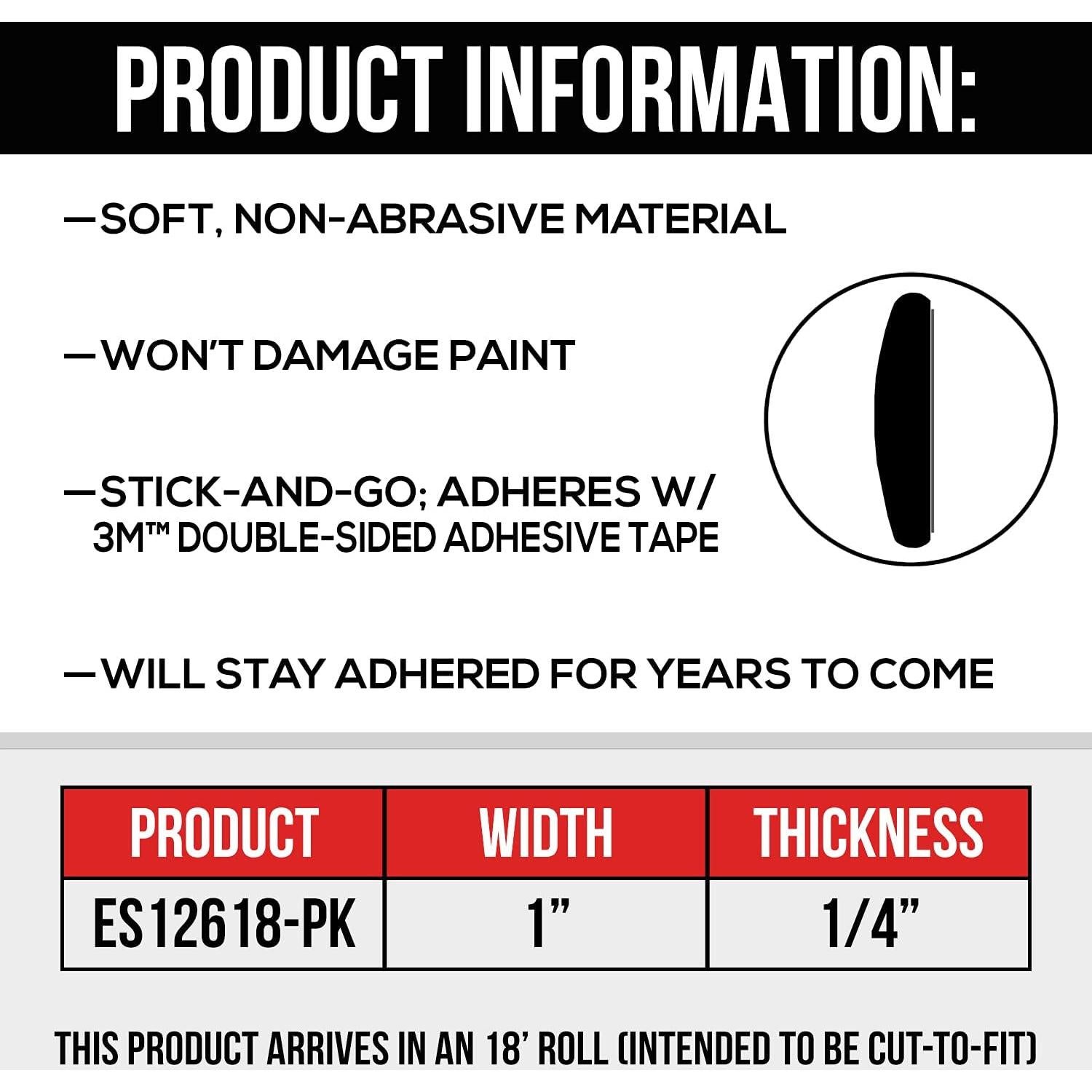 Moldura Lateral de Cuerpo Negra Mate Dawn Enterprises 18' Ajuste Universal