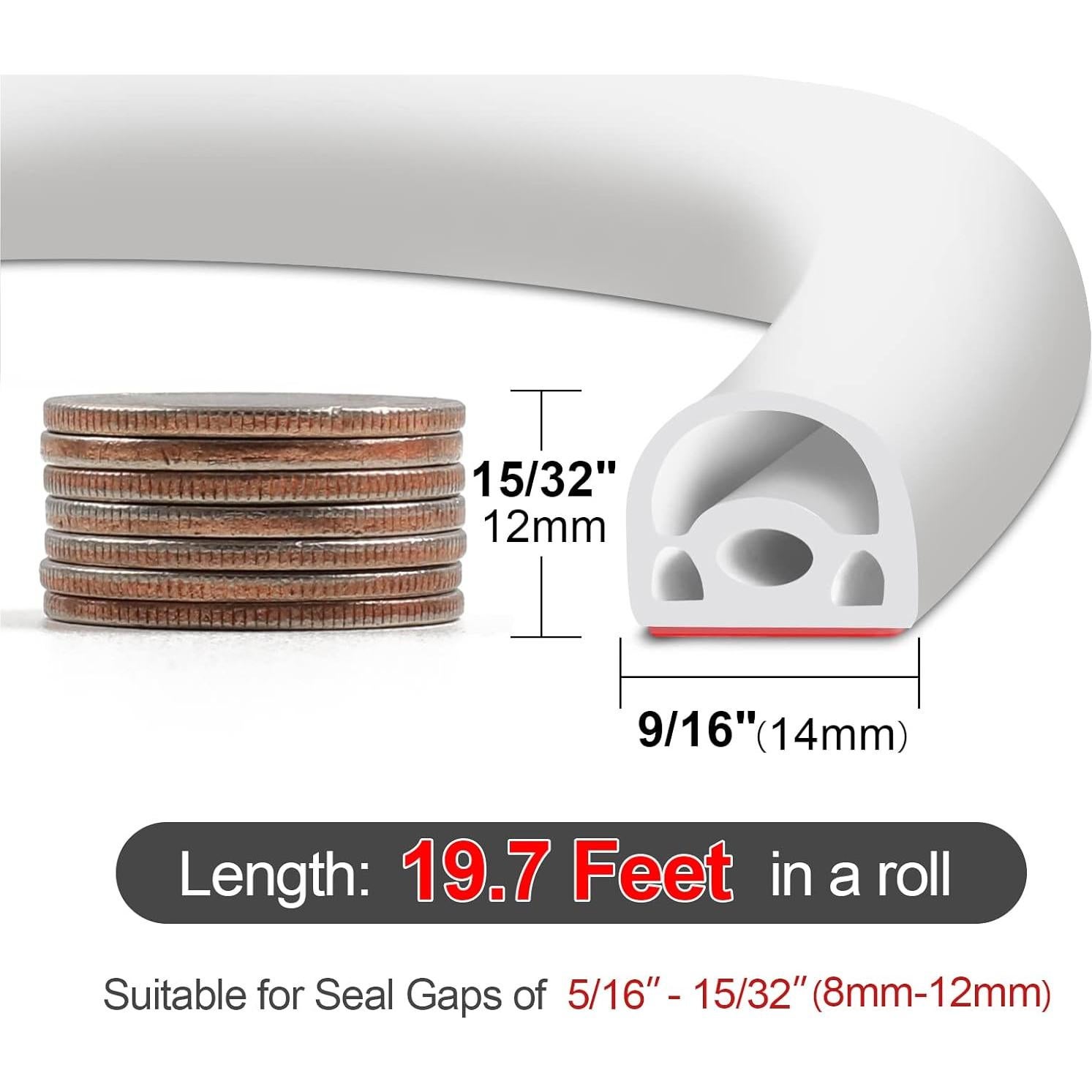 Tira de Sellado de Puerta Silicona Benory 6m Aislamiento Acústico