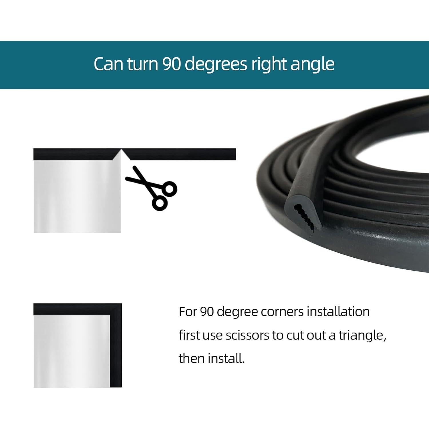 Bisel de borde de goma EPDM Tintvent 13 pies negro 1.6 mm